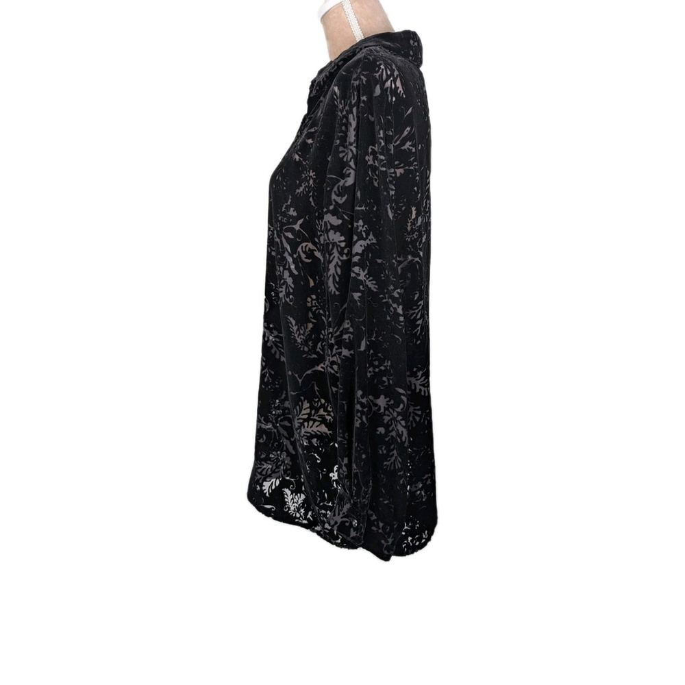 Lauren Ralph Lauren Velvet Burnout Top Sz 2X Whimsigoth Black Fairy Grunge Sheer - Picture 2 of 9
